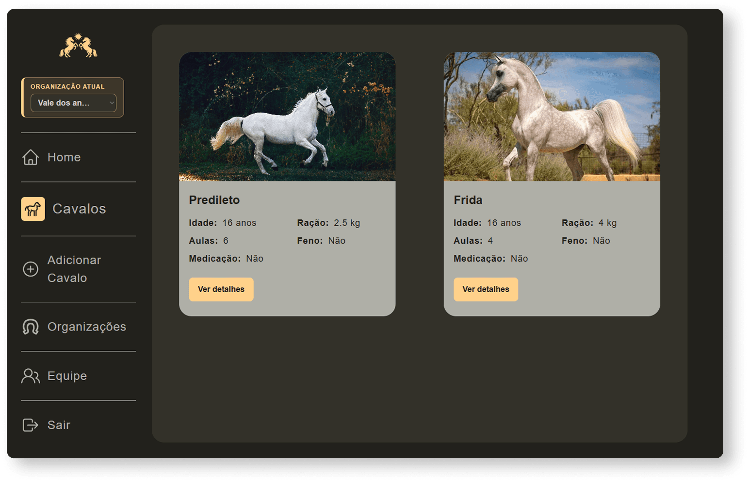 Horse list screen